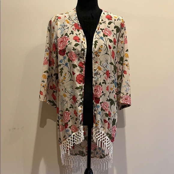 Johnny Was Tops - Johnny Was Floral Kimono with Fringe